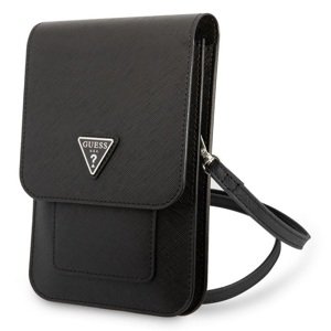 Pouzdro Guess Saffiano Triangle Logo Phone Bag Universal GUWBSATMBK Black