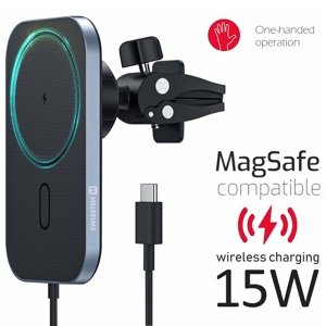 Swissten MagSafe magnetický držák do auta s nabíječkou, na výdech, 15W