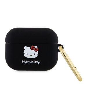 Pouzdro Hello Kitty Liquid Silicone 3D Kitty Head Logo pro Apple AirPods PRO Black