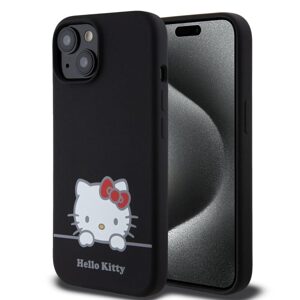 Pouzdro Hello Kitty Liquid Silicone Daydreaming Logo Apple iPhone 15 Black