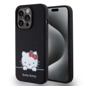 Pouzdro Hello Kitty Liquid Silicone Daydreaming Logo Apple iPhone 15 PRO Black
