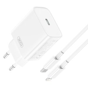 Nabíječka XO CE15 USB-C PD 20W QC 3.0 + Lightning kabel pro iPhone 12,13,14 PRO MAX bílá