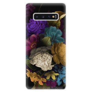 Odolné silikonové pouzdro iSaprio - Dark Flowers - Samsung Galaxy S10+