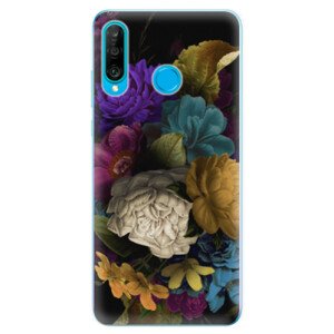 Odolné silikonové pouzdro iSaprio - Dark Flowers - Huawei P30 Lite
