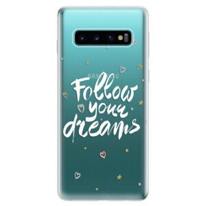 Odolné silikonové pouzdro iSaprio - Follow Your Dreams - white - Samsung Galaxy S10