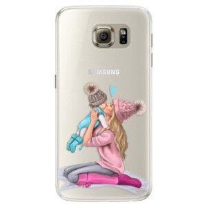 Silikonové pouzdro iSaprio - Kissing Mom - Blond and Boy - Samsung Galaxy S6 Edge
