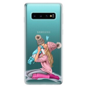 Odolné silikonové pouzdro iSaprio - Kissing Mom - Blond and Boy - Samsung Galaxy S10