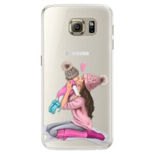 Silikonové pouzdro iSaprio - Kissing Mom - Brunette and Girl - Samsung Galaxy S6
