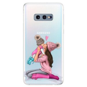Odolné silikonové pouzdro iSaprio - Kissing Mom - Brunette and Girl - Samsung Galaxy S10e