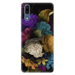 Silikonové pouzdro iSaprio - Dark Flowers - Huawei P20