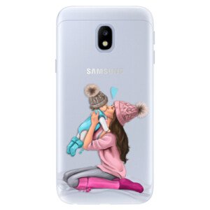 Silikonové pouzdro iSaprio - Kissing Mom - Brunette and Boy - Samsung Galaxy J3 2017