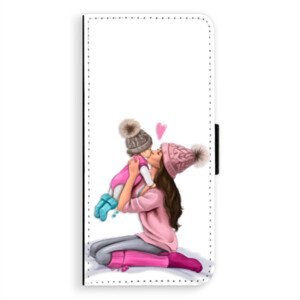 Flipové pouzdro iSaprio - Kissing Mom - Brunette and Girl - Samsung Galaxy A8 Plus