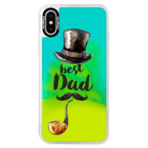 Neonové pouzdro Blue iSaprio - Best Dad - iPhone X