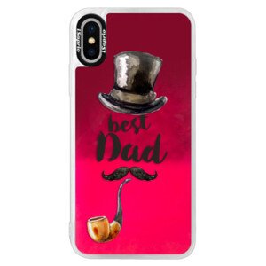 Neonové pouzdro Pink iSaprio - Best Dad - iPhone XS