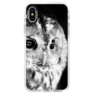 Silikonové pouzdro Bumper iSaprio - BW Owl - iPhone X