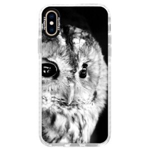Silikonové pouzdro Bumper iSaprio - BW Owl - iPhone XS