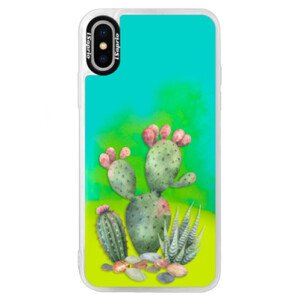 Neonové pouzdro Blue iSaprio - Cacti 01 - iPhone X