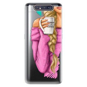 Odolné silikonové pouzdro iSaprio - My Coffe and Blond Girl - Samsung Galaxy A80