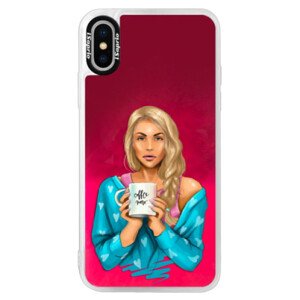 Neonové pouzdro Pink iSaprio - Coffe Now - Blond - iPhone X
