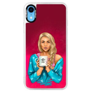 Neonové pouzdro Pink iSaprio - Coffe Now - Blond - iPhone XR