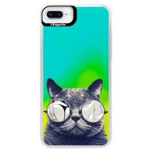 Neonové pouzdro Blue iSaprio - Crazy Cat 01 - iPhone 8 Plus