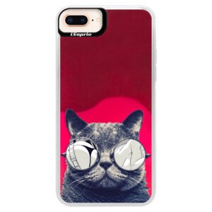 Neonové pouzdro Pink iSaprio - Crazy Cat 01 - iPhone 8 Plus