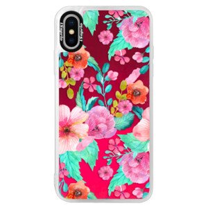Neonové pouzdro Pink iSaprio - Flower Pattern 01 - iPhone XS