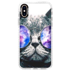 Silikonové pouzdro Bumper iSaprio - Galaxy Cat - iPhone XS