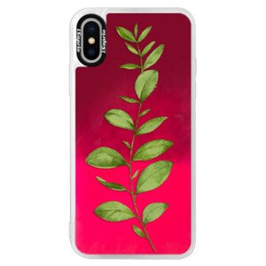Neonové pouzdro Pink iSaprio - Green Plant 01 - iPhone X