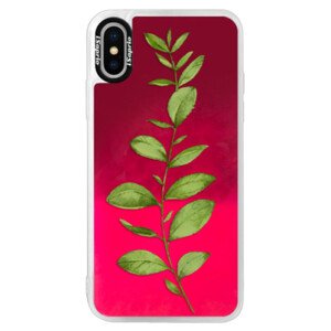 Neonové pouzdro Pink iSaprio - Green Plant 01 - iPhone XS