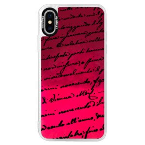 Neonové pouzdro Pink iSaprio - Handwriting 01 - black - iPhone X