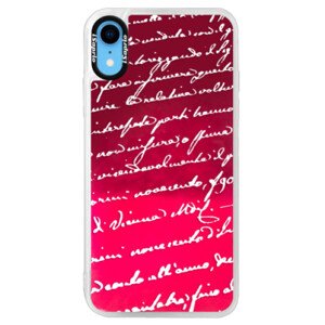 Neonové pouzdro Pink iSaprio - Handwriting 01 - white - iPhone XR