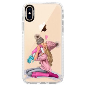 Silikonové pouzdro Bumper iSaprio - Kissing Mom - Blond and Girl - iPhone XS
