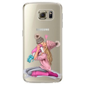 Plastové pouzdro iSaprio - Kissing Mom - Blond and Girl - Samsung Galaxy S6 Edge Plus
