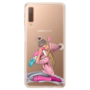 Odolné silikonové pouzdro iSaprio - Kissing Mom - Blond and Girl - Samsung Galaxy A7 (2018)