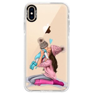 Silikonové pouzdro Bumper iSaprio - Kissing Mom - Brunette and Boy - iPhone XS Max