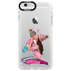Silikonové pouzdro Bumper iSaprio - Kissing Mom - Brunette and Girl - iPhone 6/6S