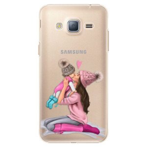 Plastové pouzdro iSaprio - Kissing Mom - Brunette and Girl - Samsung Galaxy J3 2016