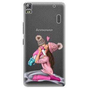 Plastové pouzdro iSaprio - Kissing Mom - Brunette and Girl - Lenovo A7000