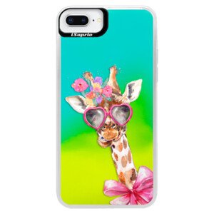Neonové pouzdro Blue iSaprio - Lady Giraffe - iPhone 8 Plus