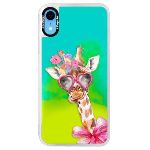 Neonové pouzdro Blue iSaprio - Lady Giraffe - iPhone XR