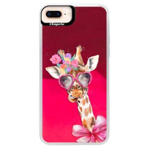 Neonové pouzdro Pink iSaprio - Lady Giraffe - iPhone 8 Plus