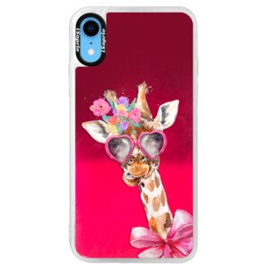 Neonové pouzdro Pink iSaprio - Lady Giraffe - iPhone XR