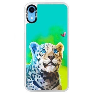 Neonové pouzdro Blue iSaprio - Leopard With Butterfly - iPhone XR