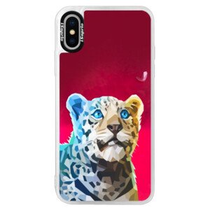 Neonové pouzdro Pink iSaprio - Leopard With Butterfly - iPhone XS