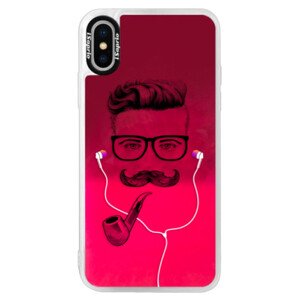 Neonové pouzdro Pink iSaprio - Man With Headphones 01 - iPhone X