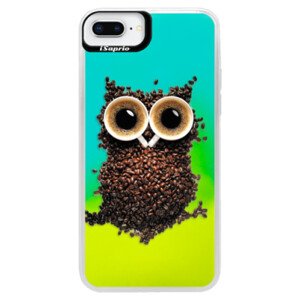 Neonové pouzdro Blue iSaprio - Owl And Coffee - iPhone 8 Plus