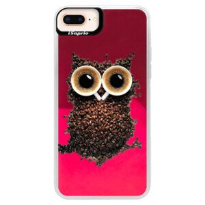 Neonové pouzdro Pink iSaprio - Owl And Coffee - iPhone 8 Plus