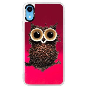 Neonové pouzdro Pink iSaprio - Owl And Coffee - iPhone XR