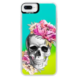 Neonové pouzdro Blue iSaprio - Pretty Skull - iPhone 8 Plus